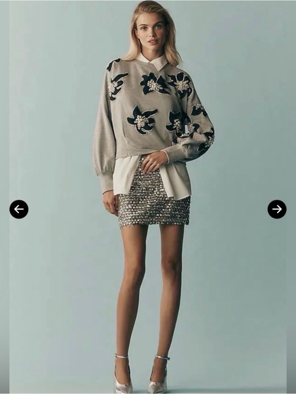 Anthropologie Ollari Deco Embellished Sweatshirt - XL